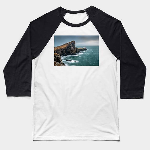 Neist Point Lighthouse Baseball T-Shirt by TonyNorth